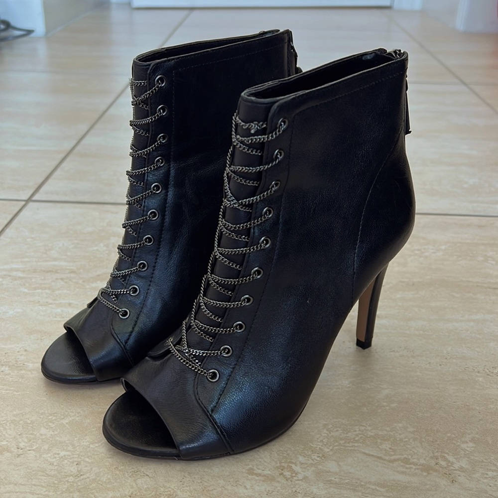 French Connection peep toe leather booties size 7